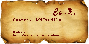Csernik Mátyás névjegykártya